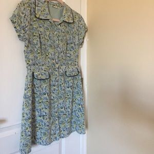 Light blue floral classy dress shirt collar